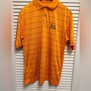Antigua Golf Polo Mens Large Orange Striped Crown Point Country Club Resortwear